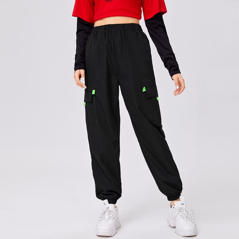 

Solid Cargo Pants, Black