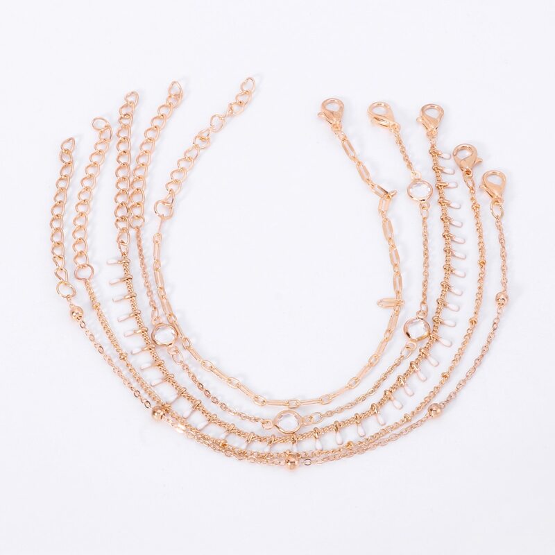 

5pcs Tassel Chain Anklet, Gold