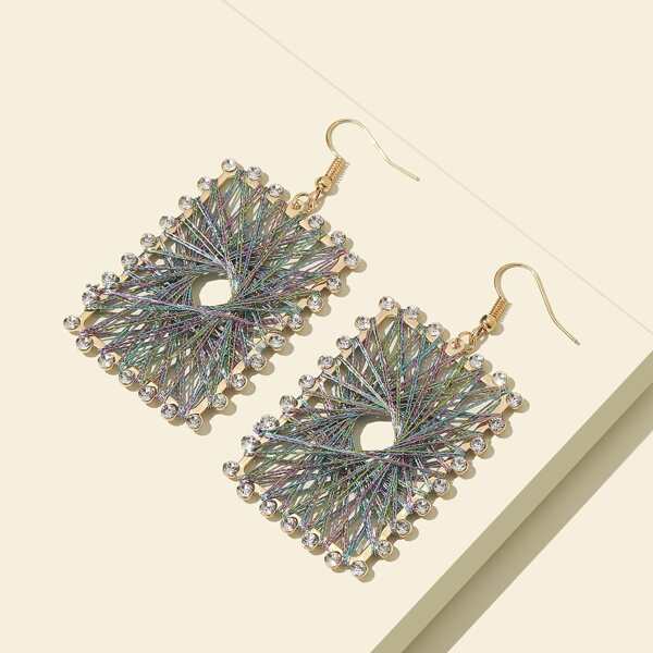 

Rhinestone Decor Geometric Drop Earrings, Multicolor