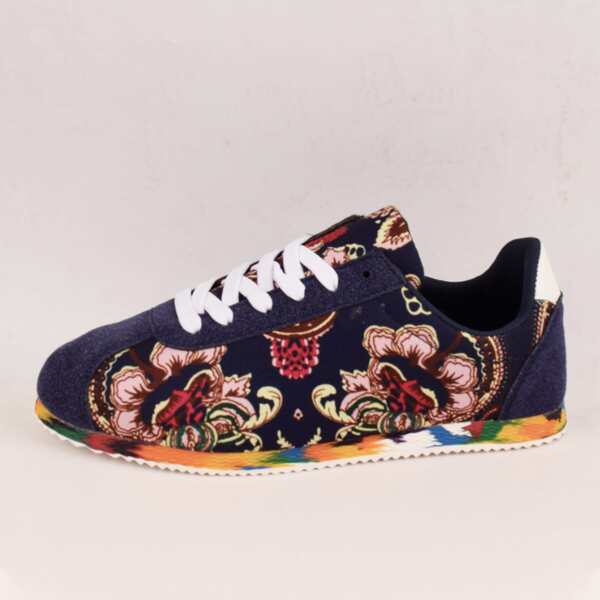 

Men Lace-up Front Tribal Graphic Sneakers, Blue