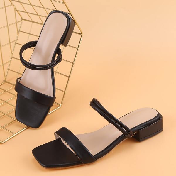 

Minimalist Two Way Wear Block Heeled Sandals, Black