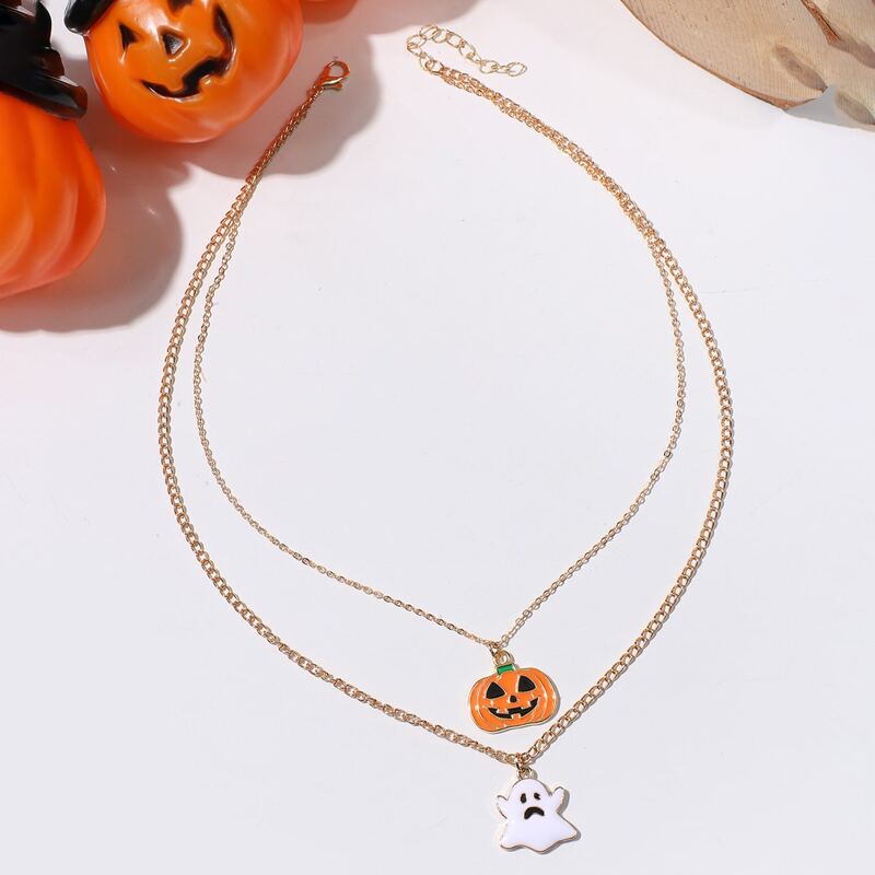 

Halloween Pumpkin Layered Necklace, Gold