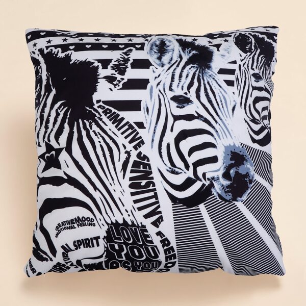 

Zebra Print Cushion Cover Without Filler, Black and white