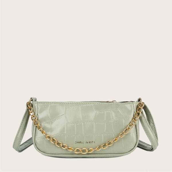 

Croc Embossed Crossbody Bag, Green