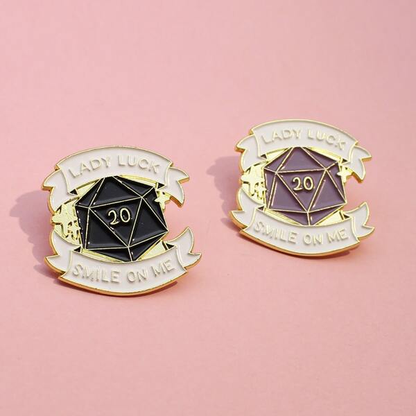 

2pcs Letter Design Brooch, Multicolor