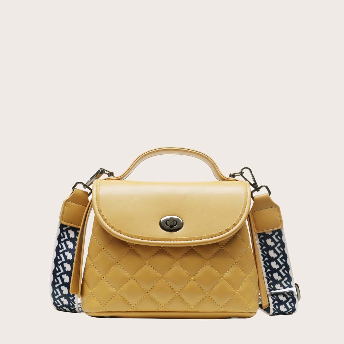 

Quilted Satchel Bag, Yellow