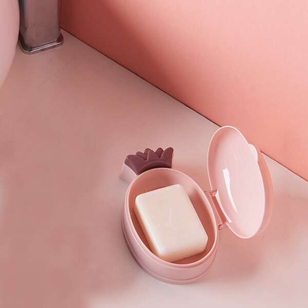 

1pc Pineapple Shaped Soap Box, Pink