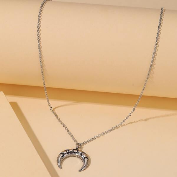 

Moon Charm Necklace, Silver