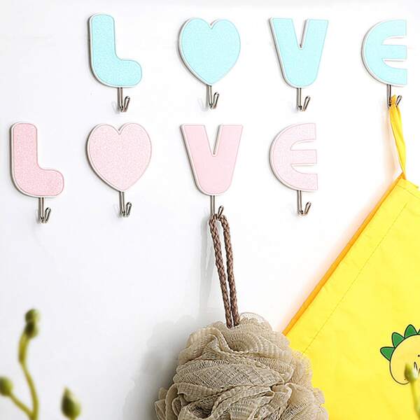 

4pcs Letter Shaped Random Color Wall Hook, Multicolor