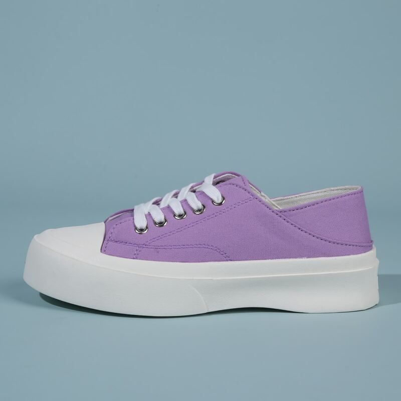 

Lace-up Front Flatform Canvas Shoes, Purple