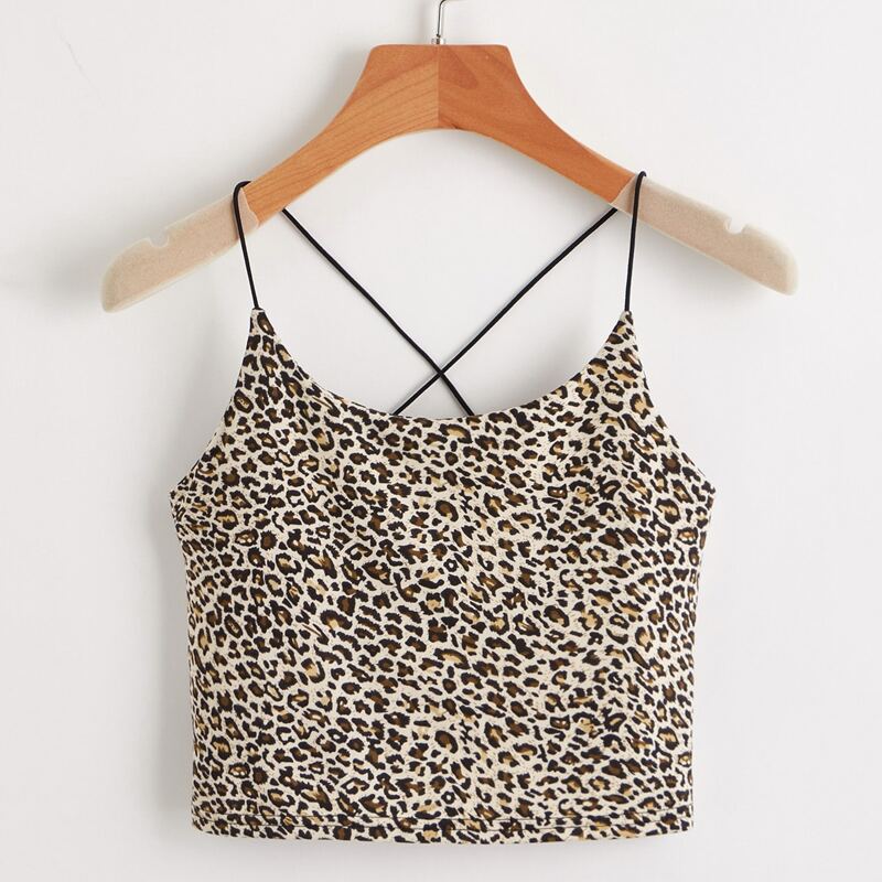 

Criss-cross Leopard Cami Top, Multicolor