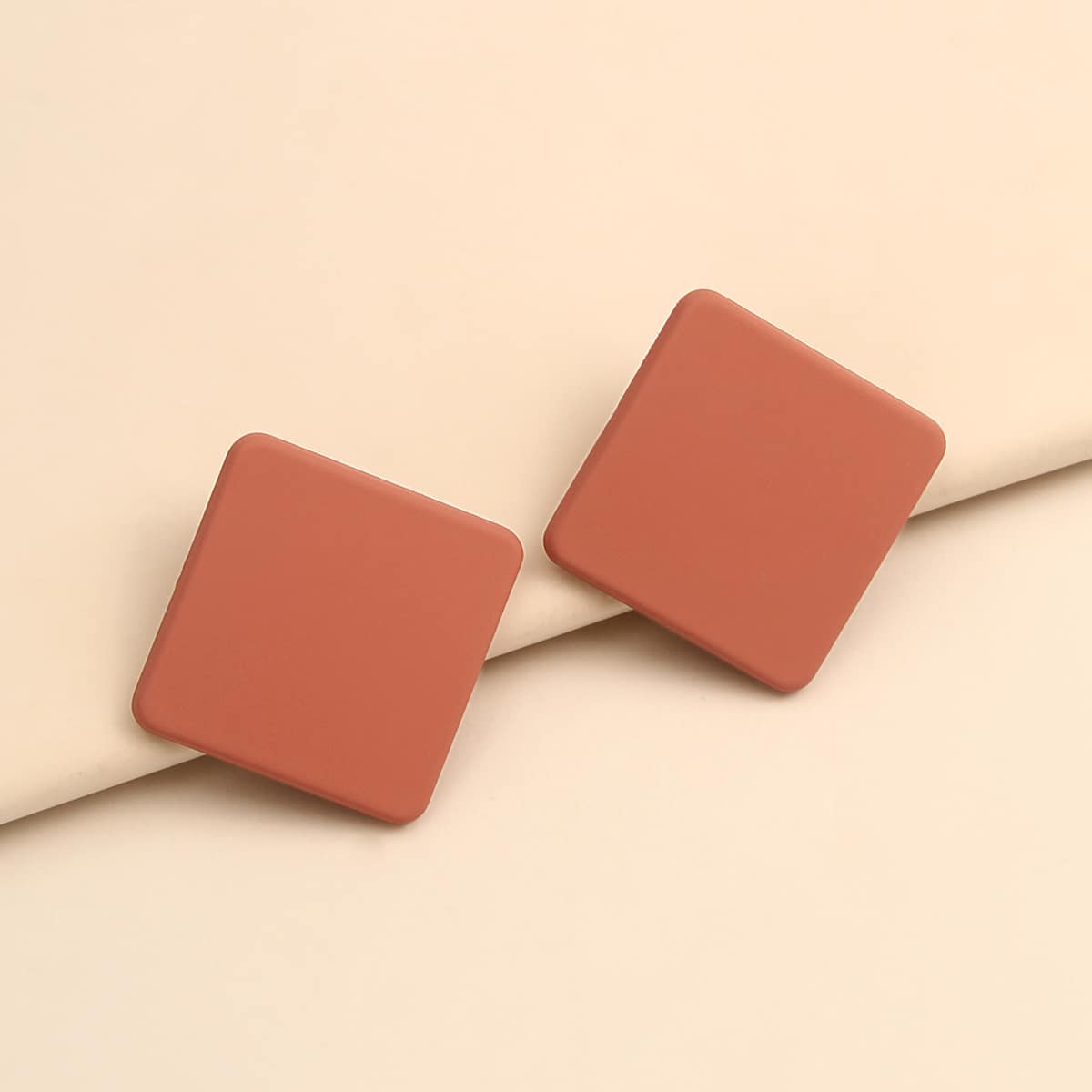 

Square Stud Earrings, Orange