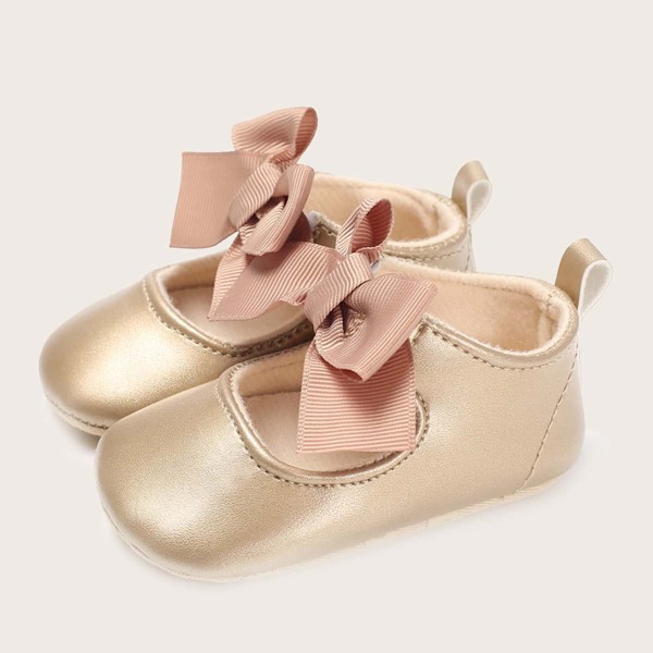 

Baby Girls Bow Decor Flats, Gold