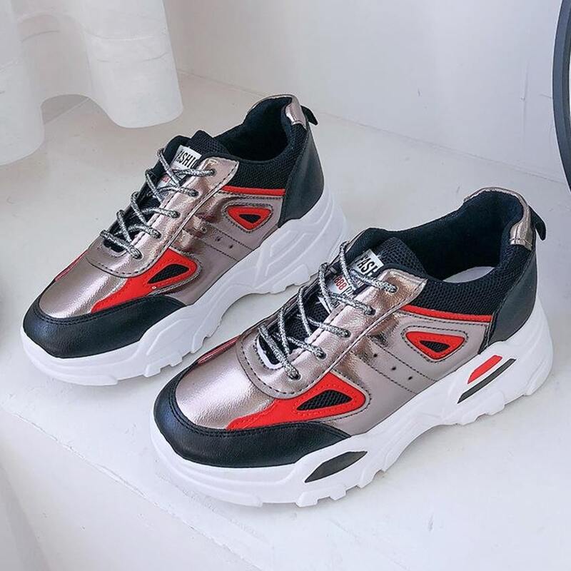 

Metallic Lace-up Chunky Trainers, Multicolor