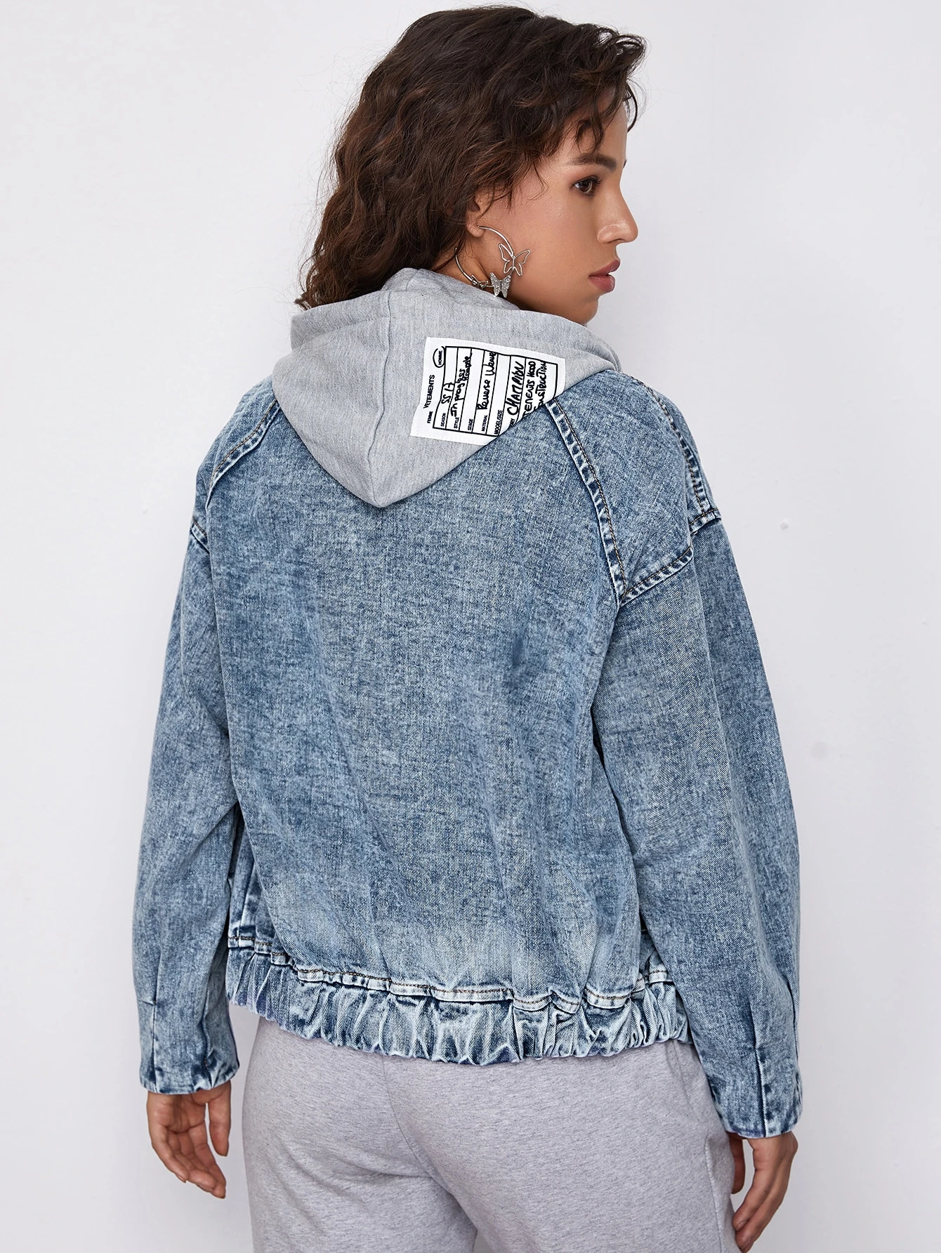 snow wash denim jacket