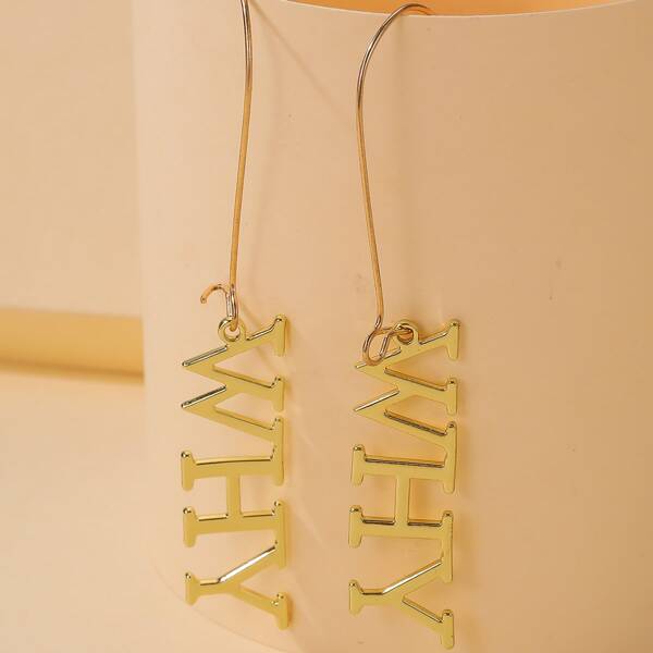 

Letter Drop Earrings, Gold