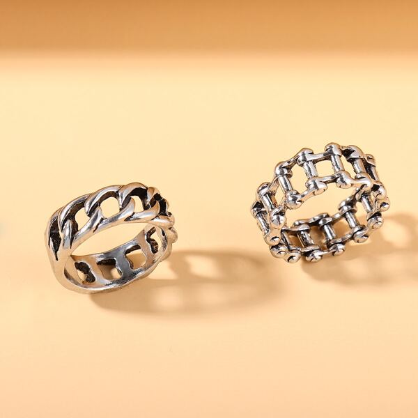 

2pcs Hollow Out Ring, Silver