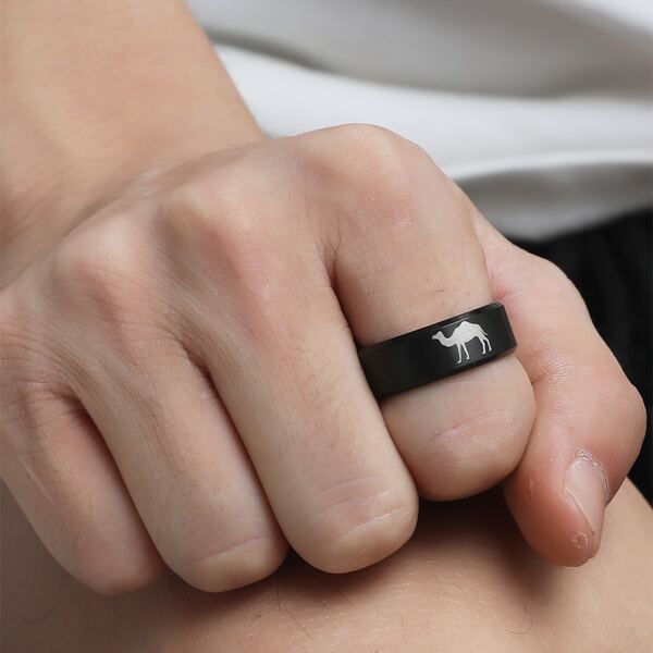 

Men Animal Pattern Ring, Black
