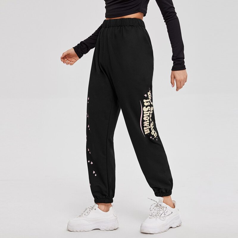 

Letter Graphic Sweatpants, Black