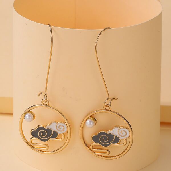 

Faux Pearl & Cloud Decor Round Drop Earrings, Multicolor