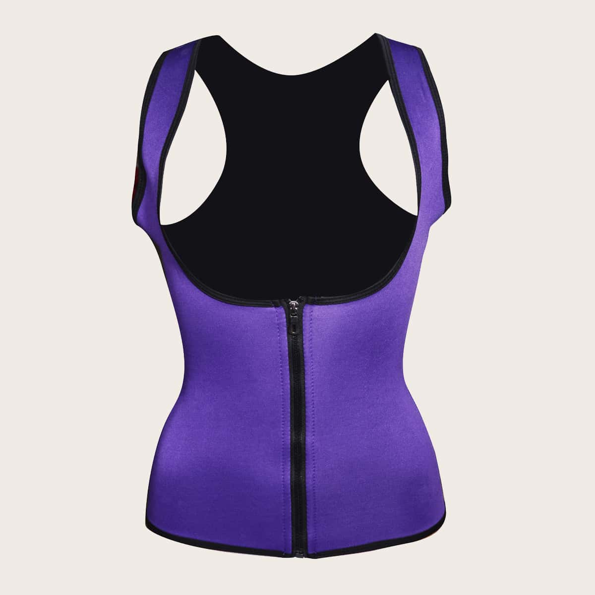 

1pc Binding Zipper Shapewear, Purple