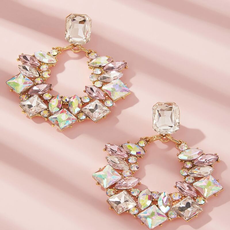 

Rhinestone Drop Earrings, Gold