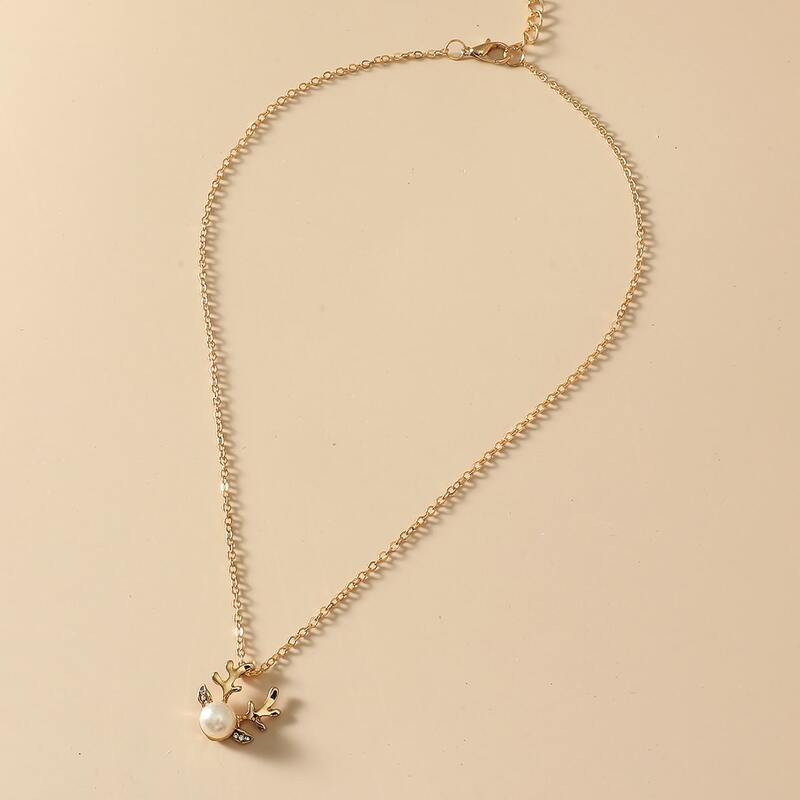 

Christmas Deer Decor Necklace, Gold