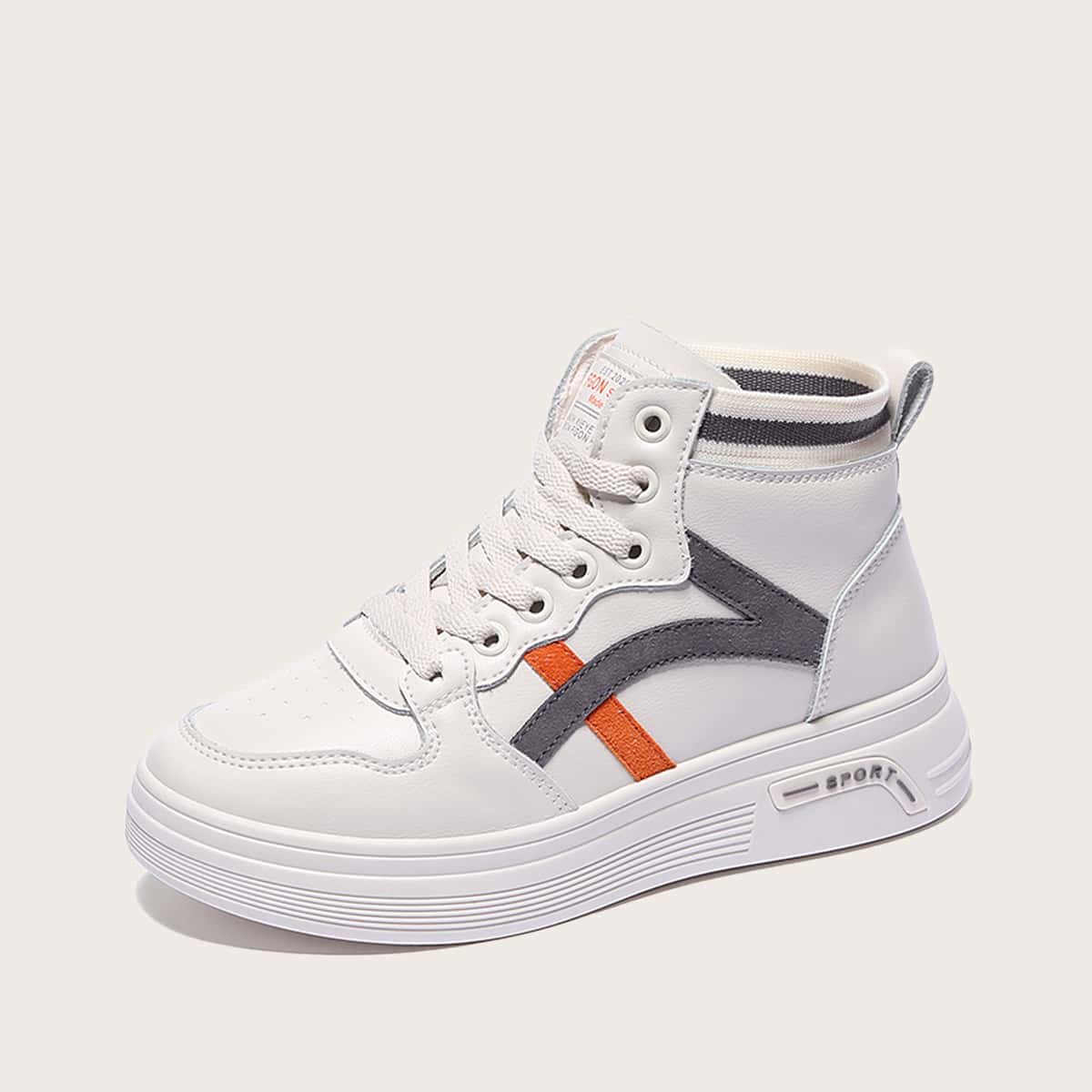 

Lace-up Front Wide Fit Skate Shoes, Beige