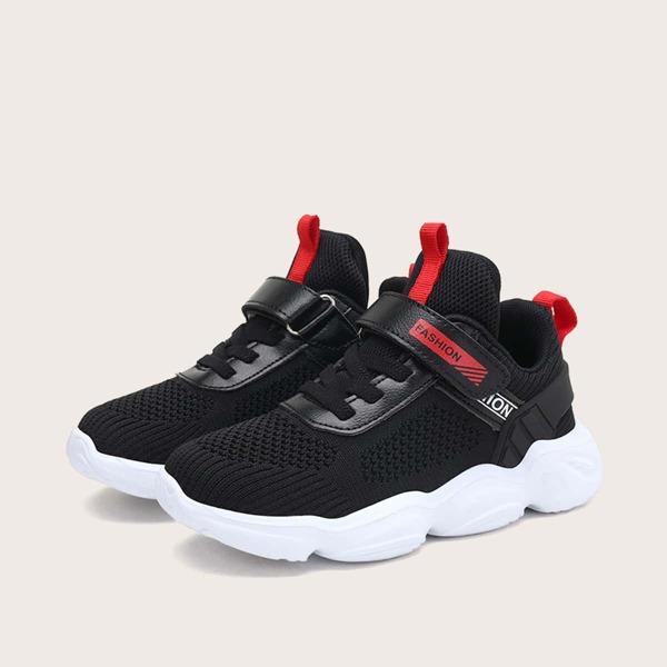 

Boys Letter Graphic Velcro Strap Sneakers, Black