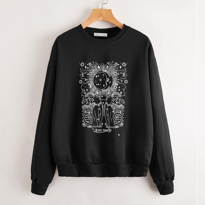 

Letter Graphic Sweatshirt, Black