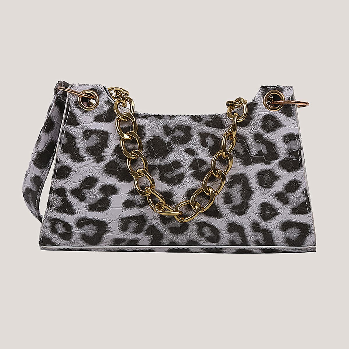 

Leopard & Croc Embossed Baguette Bag, Multicolor