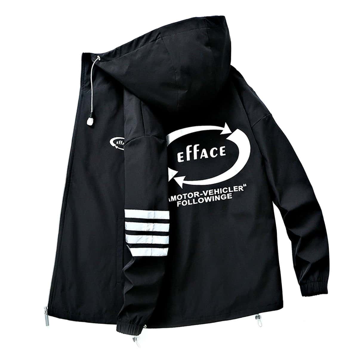 

Guys Letter Graphic Hooded Coat, Black