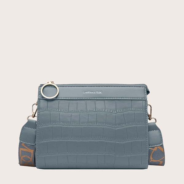 

Croc Embossed Crossbody Bag, Blue