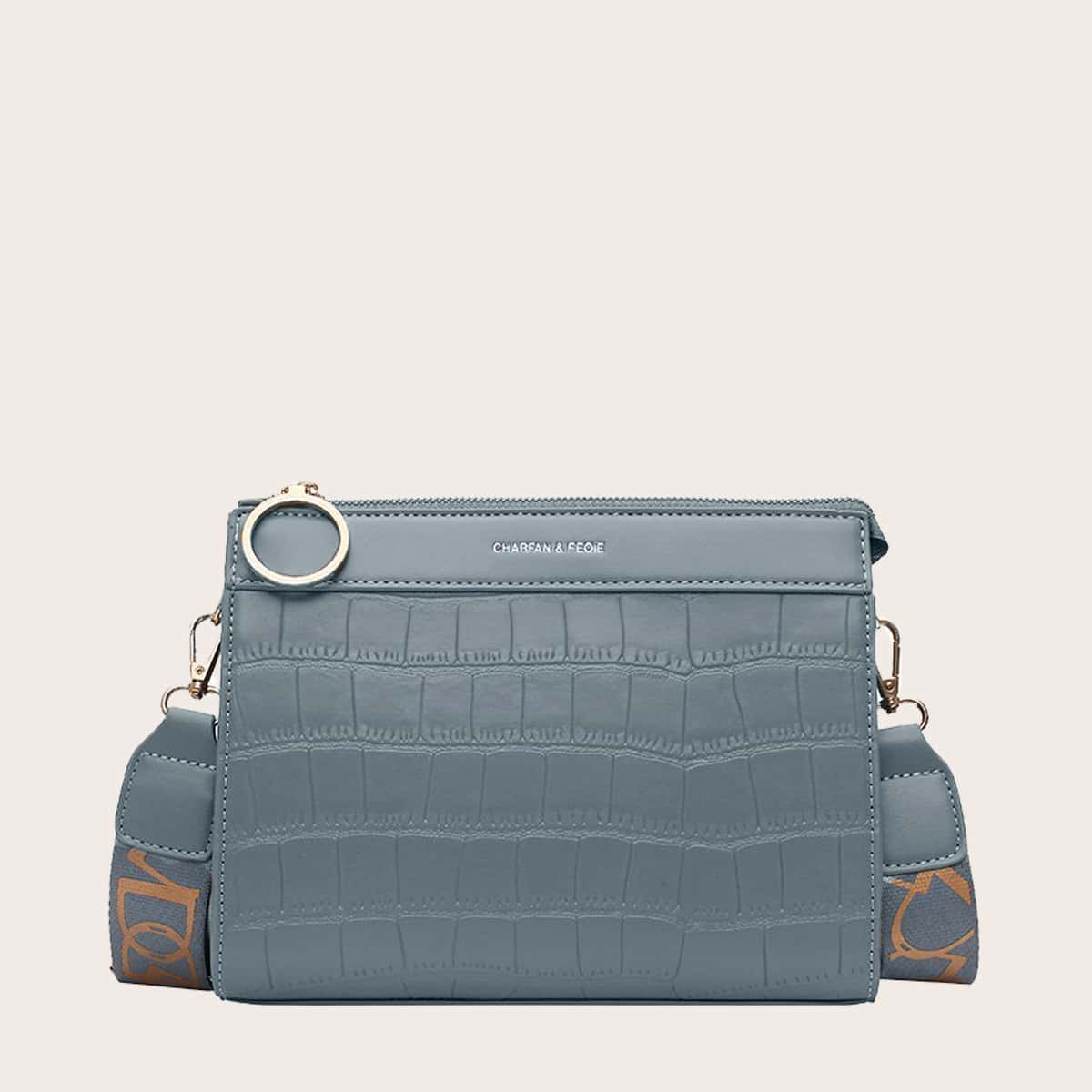 

Croc Embossed Crossbody Bag, Blue