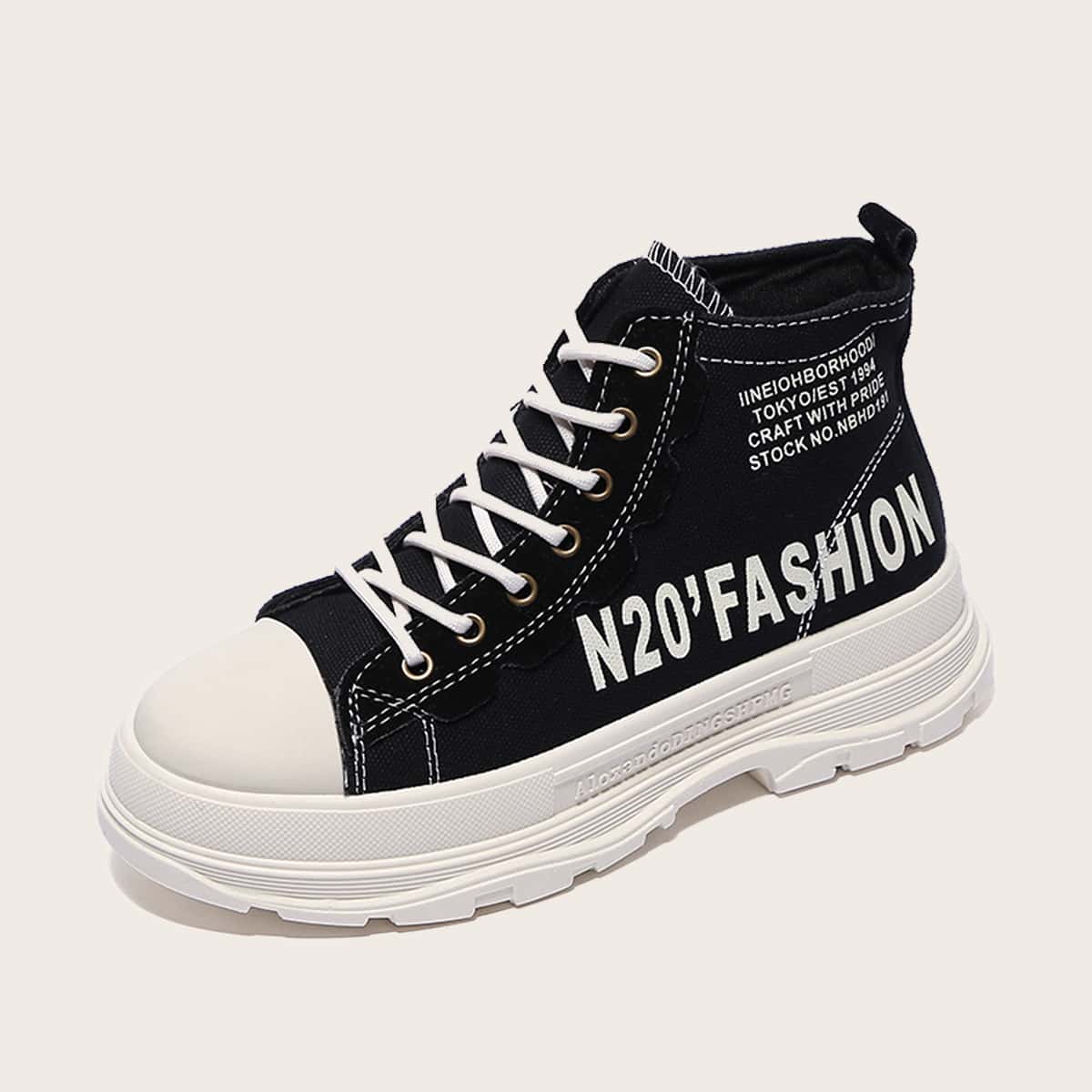 

Letter Graphic Canvas Shoes, Black