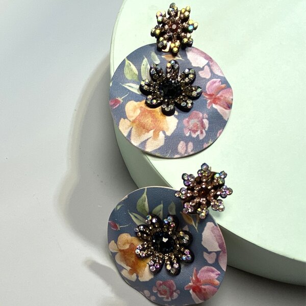 

Rhinestone Flower Decor Round Drop Earrings, Multicolor