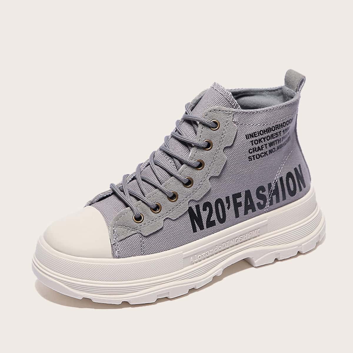 

Letter Graphic Canvas Shoes, Dusty purple