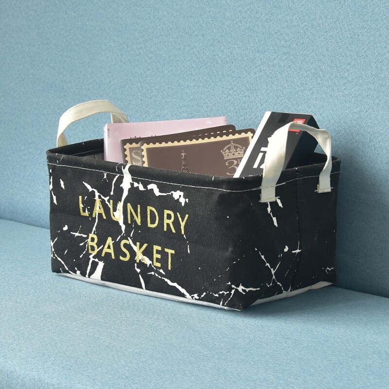 

1pc Marble Pattern Storage Basket, Black