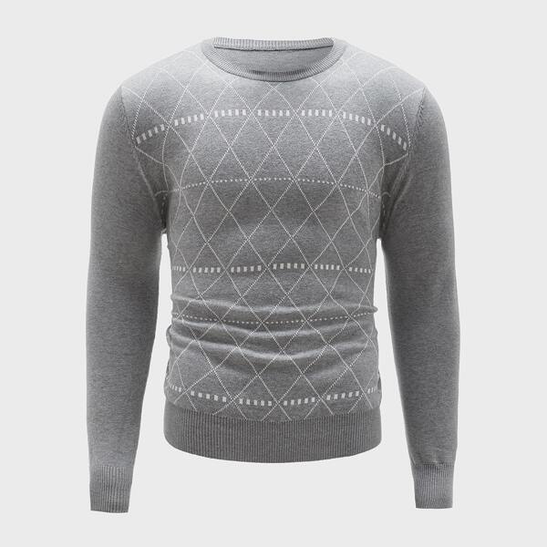 

Men Argyle Pattern Sweater, Light grey