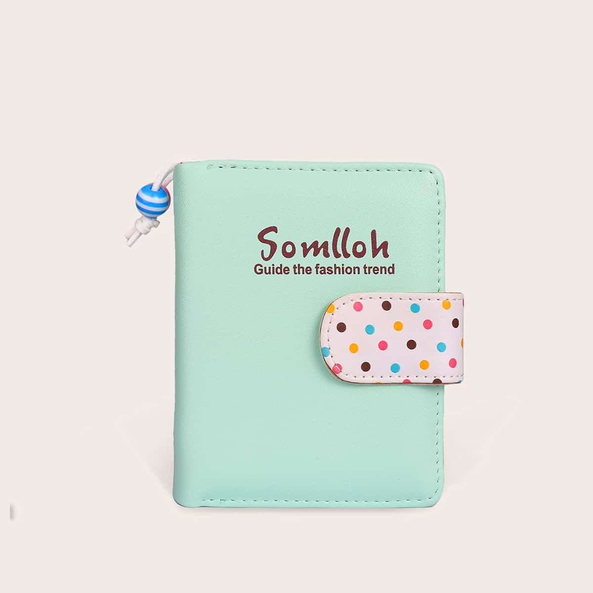 

Polka Dot & Letter Graphic Purse, Green
