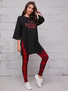Mulvari Bộ thời trang Chia Sọc ca rô Giải trí - Nhiều màu - Xem 1