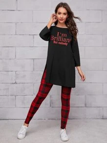 Mulvari Bộ thời trang Chia Sọc ca rô Giải trí - Nhiều màu - Xem 3