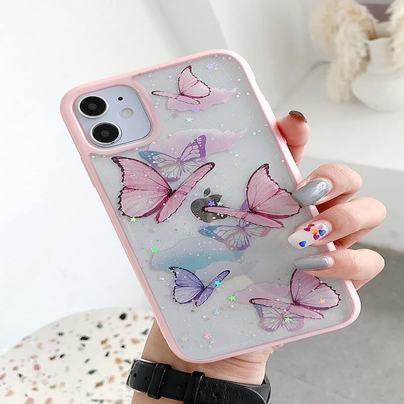 

Contrast Frame Butterfly Print iPhone Case, Multicolor