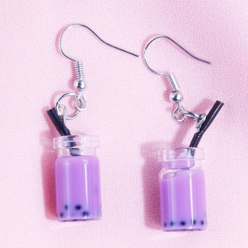 

Milk Tea Charm Drop Earrings, Multicolor
