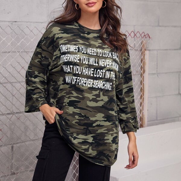 

Slogan Graphic Camo Longline Tee, Multicolor