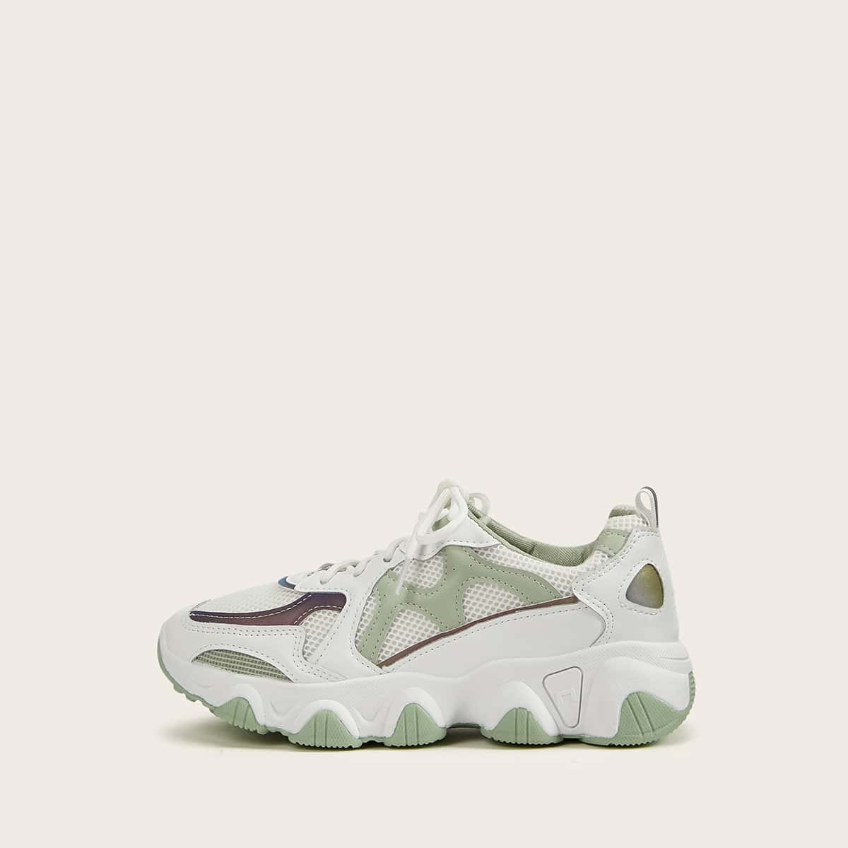 

Lace-up Mesh Chunky Trainers, Multicolor