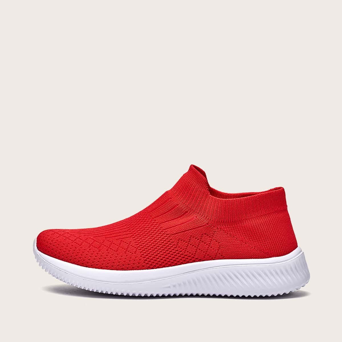 

Minimalist Knit Slip On Sneakers, Red