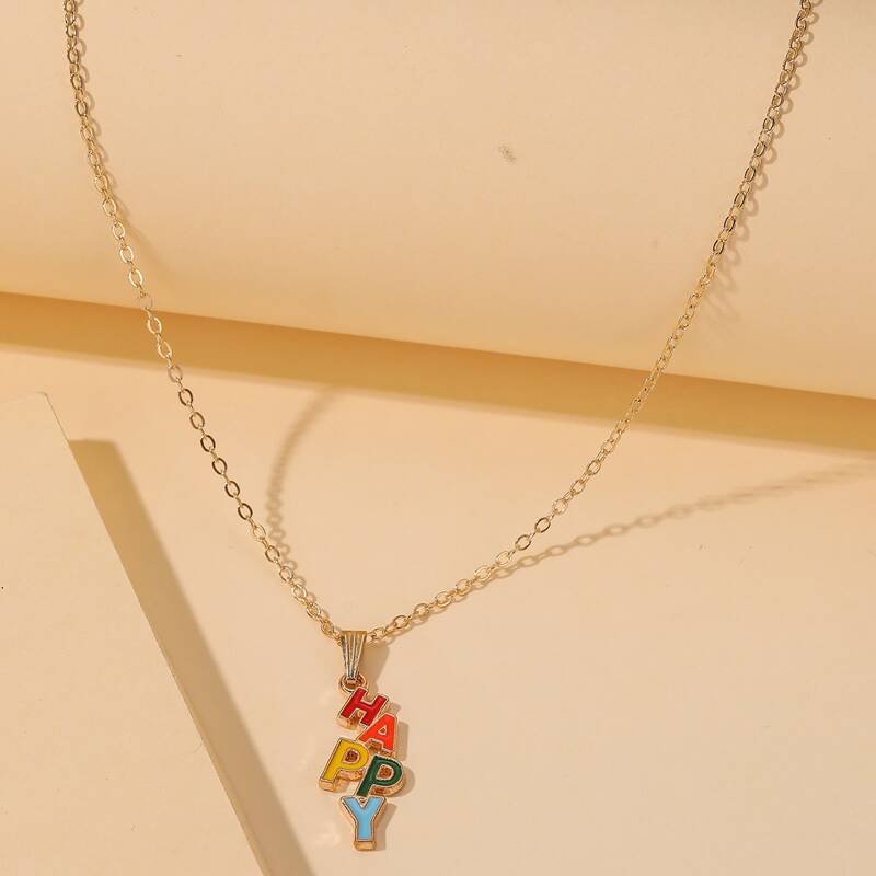 

Letter Charm Necklace, Multicolor