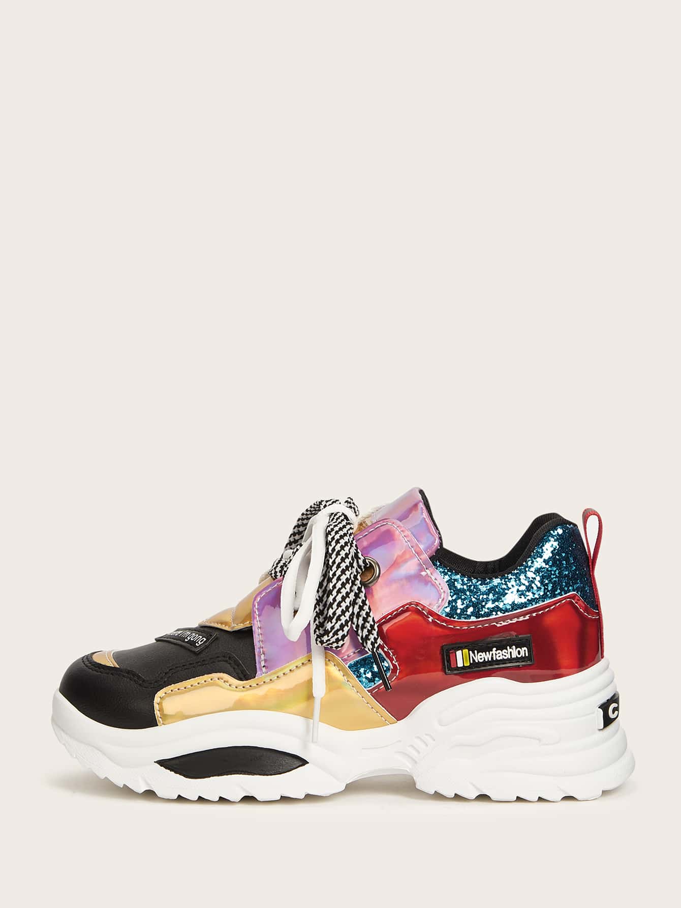 sequin chunky trainers