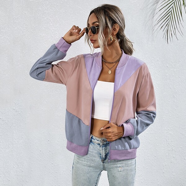 

Cut And Sew Bomber Jacket, Multicolor